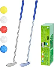 Wassteel Kids Golf Clubs-6063 Aluminum Alloy Golf Putter for Kids Left Handed Golf Set, Indoor/Outdoor Two - Mini Golf Putters Golf Gifts for 5~9 Year Old Boys Girls & 5 Plastic Golf Balls-Silver&Blue