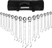 15-Piece SAE Ratcheting Wrench Set, SAE 1/4" to 1" Chrome Vanadium Steel, 12-Poi