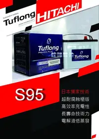 在飛比找Yahoo!奇摩拍賣優惠-【鋐瑞電池】日本 日立 Tuflong S95L 汽車電池 