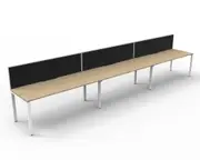 RAPIDLINE DELUXE PROFILE LEG WORKSTATION With Screen 3 Person Single Sided W1800 x D750 x H730mm (per user) Natural Oak Top White Frame