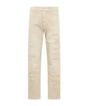 Heron Preston Straight-Leg Logo Patch Distressed Jeans 33,30,31 Nude