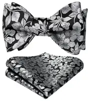 Bow Ties for Men Paisley Bowties Mens Self Tie Bow Tie One Size Black / Silver