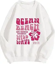 [Generic] Women Letter Graphic Print Sweatshirt Round Neck Long Sleeve Pullover Casual Loose Fit Pullover Tops for Teen Girls