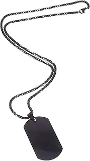 SUPVOX Style Dog Tag Necklace Titanium Steel Pendant Chain Black Men's Fashion