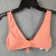 Roxy Beach Classics Elongated Bikini Top Juniors XS Fusion Coral Solid Tie Back