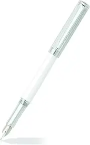 Sheaffer Intensity, White Barrel Engraved Spiral Cap, Chrome Plate Trim, Fountain Pen: Medium Nib (E0924053)