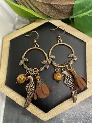 2.5” Copper-tone Boho Dangle Earring Set New Free Ship B4503