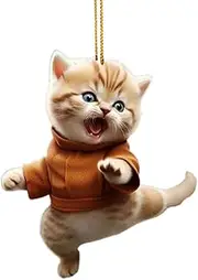 Cat Ornament - Cat Car Ornament | Kung Fu Cat Car Ornament | Car Pendant Funny Ornament, Animal Ornaments Bag Charm, Car Decor Tree Ornaments, Home | Cat Car Decorations Car Tree Car Cat Ornaments