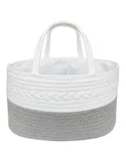 [LIVING TEXTILES] Cotton Rope Nappy Caddy in Grey/White