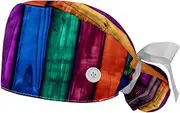 [YTYVAGT] 2-Pc,Gourd-Shaped Working Cap,Fisherman Hat with Buttons and Cotton Sweatband,Colorful Art Wood Grain Stripe Pattern