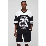 Mens Black Oversized Official Mesh Hockey Top & Short Set
