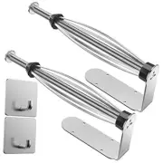 2 Pack Paper Towel Holder Under Cabinet + 2 Towel Robe Hook, Single 2 Silver