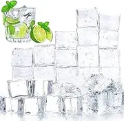 Christmas Fake Ice Cubes 100 Pack 1.0 Acrylic Ice Rock Crystals Realistic Fake Food Square Plastic Ice Cubes for Display Decoration Party Centerpiece Wedding by DomeStar