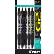 PILOT G2 Fashion Collection Gel Pens 5-Pack Refillable Fine Point