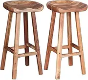 Bar Stools 2 pcs Solid Acacia Wood Bar Chair