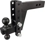 Bulletproof Hitches 2.5" Heavy Duty (22,000lb Rating) Adjustable 6" Drop/Rise Trailer Hitch 2" 2 5/16" Dual Ball (Black Epoxy Powder Coat, Solid Steel)