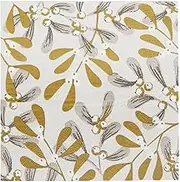 Talking Tables Pack of 20 Silver and Gold Mistletoe Christmas Napkins | Paper Serviettes for Xmas, Boxing Day, Winter Dinner Party, Decoupage, BC-Mist-Napkin-V2,White,33 x 33 cm