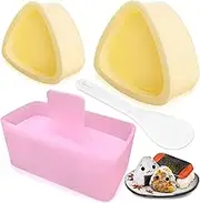 3Pcs Onigiri Mold, Rice Mold Kit, Triangle Rice Ball Molds Maker Sushi Molds, for Non Stick Spam Musubi Maker Press, for Kids Lunch Bento and Home DIY(Color:Pink and Yellow)