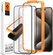 SPIGEN iPhone 15 Pro Max Screen Protector, 6.7 2023 Genuine AlignMaster Full Cover Tempered Glass 2PCS for Apple