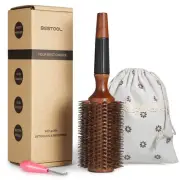 Round Hair Brush for Women or Men, Boar Bristle Large Round Hairbrush for Qui...