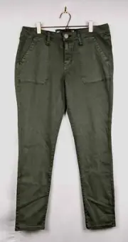 Seven7 Pants Women's Sz 8 Agave Green Utility Ankle Skinny Soft Touch Twill
