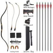 52" Traditional Takedown Recurve Bow Horsebow 20-50lbs & Arrows Archery Hunting