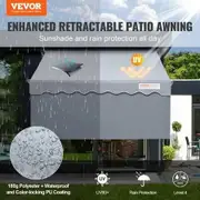 Manual Retractable Awning, 3m Outdoor Retractable Patio Awning Sunshade Shelter, Adjustable Patio Door Window Awning Canopy with 39" Sun Shade Curtain for Backyard, Garden, Balcony