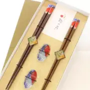 Ukiyo-e Couple Chopstick with Rest Wakasa Lacquerware Cosmetic Box Made in JAPAN