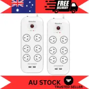 2x Huntkey 6 Way Power Board with USB Ports & Surge Protection – White AU