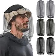 Pack of 6 Mosquito Net Head, Mosquito Net Head Protection, Black, Green, Grey, Mosquito Protection Head Net, Mosquito Protection Head for Fishing, Camping, Climbing, Cycling, Beekeeping, Hiking