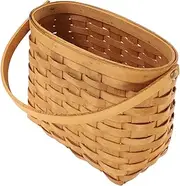 SUPVOX Basket Woven Basket Picnic Baskets Berry Baskets Gathering Basket Small Baskets with Handles Basket for Flowers Basket Small Woven Hanging Basket Brown Wood