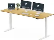 FLEXISPOT E7 PRO Electric Standing Desk, Dual Motor, with Cable Tray, 200KG Capacity, 200x60cm Sturdy Top, Height Adjustable, Perfect for Home Office/Computer Workstation (White &Bamboo)