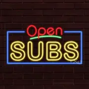 NEW "OPEN SUBS" w/BORDER 33x18x1 INCH LED FLEX WINDOW/WALL INDOOR SIGN 35574