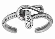 Sterling Silver .925 Snake Toe Ring adjustable size Oxidized | Made In USA