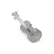 Silver Rhinestone Fiddle/Violin Pin/Brooch