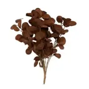 Foamy Coffee Colored Silver Dollar Leaves 12" Faux Foliage Spray