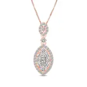 0.5 CT. T.W. Marquise Natural Diamond Double Frame Pendant in 10K Rose Gold
