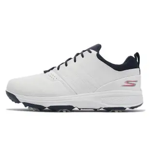 【SKECHERS】高爾夫球鞋 Go Golf Torque-Pro 男鞋 防水 高回彈 瑜珈鞋墊 避震 緩衝 白 藍(214002-WNV)