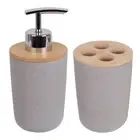 Eco Basics Charcoal Bathroom Bamboo Toothbrush Holder Caddy & Soap Pump Bottle