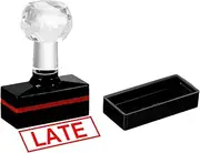 uxcell Late Stamp Self Inking, Red Ink Office Stamps Pre Inked Message Stamp Refillable Business Stamp, Black