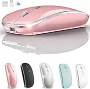Wireless Mouse for MacBook Pro MacBook Air MacBook Laptop Mac iMac Desktop Computer Chromebook Win7/8/10/11 PC HP Dell Laptop 2.4 USB/USB C Mouse (Rose Gold)