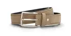 Mens belt beige vegan nubuck square silver buckle adjustable fashion elegant