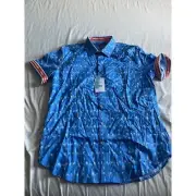 New Robert Graham Monkey time short sleeve button down shirt sz L