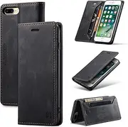 TOHULLE for iPhone 6 Plus 6S Plus iPhone 7 Plus iPhone 8 Plus Case, Vintage Wallet Case Card Holder Kickstand Hidden Magnetic Flip Leather Case for iPhone 6 Plus/6S Plus/7 Plus/8 Plus - Black