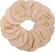 Abaodam 1 Set Wooden Baby Monthly Milestone Cards Baby Monthly Milestone Marker Discs