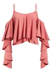 Leith Women Cold Shoulder V-Neck Tank Top Red Baroque Size XXL