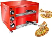 Commercial Electric Pizza Oven,12" Indoor 2-Layer Electric Pizza Maker,Countertop Pizza Cooker with Adjustable Temperature & 60 Minutes Timer, Table Top Pizza Maker for Restaurant Home
