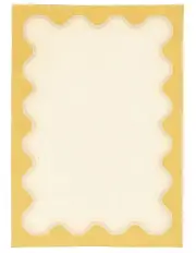 [Miss Amara] Esti Cream and Yellow Wiggle Bordered Washable Rug