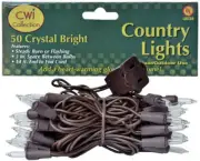 50ct Light Set on 14ft Brown Cord -- End to End -- Indoor/Outdoor Use