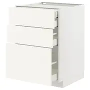 METOD / MAXIMERA base cb 3 frnts/2 low/1 md/1 hi drw, white/Vallstena white, 60x60x80 cm